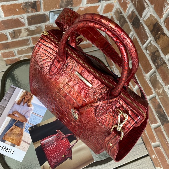 NWT Brahmin Caroline Satchel Red Chili Bag - Picture 5 of 11